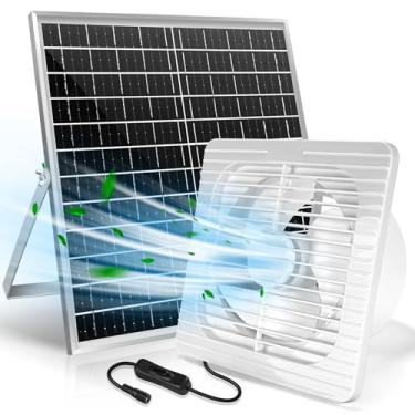 Imagem de Tagefa Exaustor movido a energia solar, painel solar de 22 W com ventilador sem escovas de 20 cm para ventilação de galpão, ventiladores solares para exterior, estufa, casa, galinheiro, exterior
