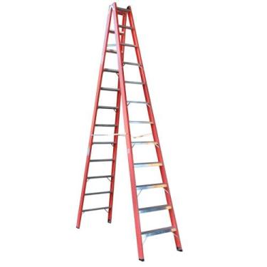 Imagem de Escada Dupla de Aluminio e Fibra de Vidro Residencial 12 Degraus 3,6 M