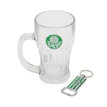 Imagem de Caneca Vidro Com Abridor Garrafas 450ml time Palmeiras Licenciado - mi