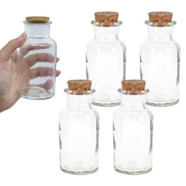 Imagem de Kit 4 Potes Garrafas Garrafinhas De Vidro Com Rolha 300ml - CLICK HOUS