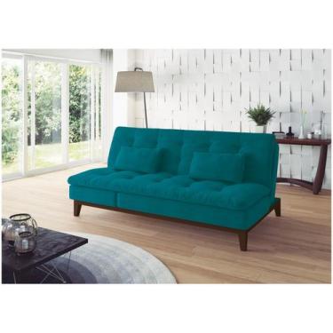 Imagem de Sofá-cama 3 Lugares Reclinável Suede Linoforte Jade, Azul Turquesa, 3 