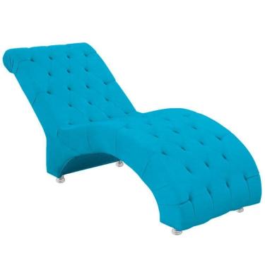 Imagem de Espreguiçadeira Recamier Divã Para Sala E Clínica Veludo Cor Azul Claro