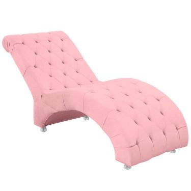 Imagem de Espreguiçadeira Recamier Divã Para Sala E Clínica Veludo Cor Rosa Bebe