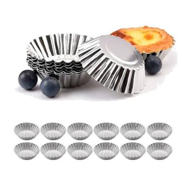 Imagem de Kit 12 formas crespa alumínio empadas mini tortas 7,5cm - Unyhome
