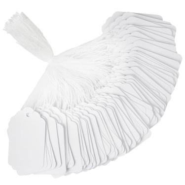 Imagem de Etiquetas de preço brancas com cordão - Cuttte 1000 peças etiquetas de corda de papel pré-amarradas para preços, venda de garagem/quintal para pendurar roupas joias mercadorias para etiquetagem 4,75 x
