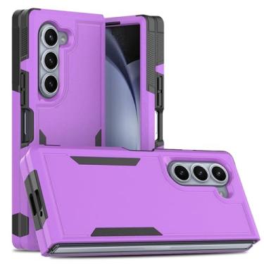 Imagem de HAO RIYLN Capa à prova de choque para Samsung Galaxy Z Fold6, capa antiimpressão digital fosca com proteção de câmera antiderrapante, roxa, Z DOBRAD6