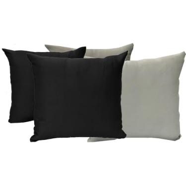 Imagem de Kit com 4 Capas de Almofada Decorativas Micro Percal 400 fios Sala Sofá Coloridas (Cinza/Preta)