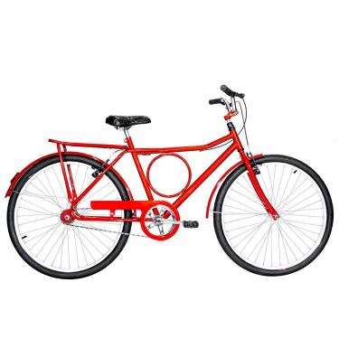 Imagem de Bicicleta Masculina Aro 26 Barra Circular Alumínio Natural Cor Vermelha