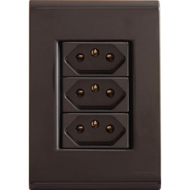 Imagem de Conjunto 4x2 Com 3 Tomadas 2p+t 10 A 250 V Tramontina Liz Grafite Tramontina