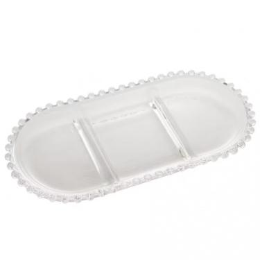 Imagem de Petisqueira Oval Com 3 Divisórias Gourmet Em Cristal Transparente 30 Cm Wolff Transparente