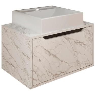 Imagem de Gabinete Com Cuba Para Banheiro Bn3630x46 Marmore Branco Tecno Mobili Marmore Branco