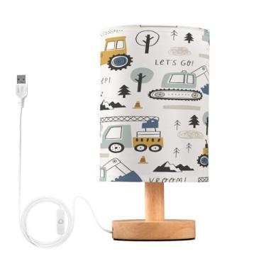 Imagem de senya Abajur De Mesa, Para Quarto, Mesa Cabeceira Com Portas Carregamento Usb C E Tomada Ca, Caminhão Infantil, Escavadeira, Sala Estar, Escritório