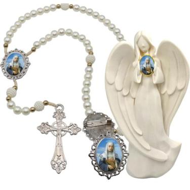 Imagem de Imagem Estatua Santa Joana D Arc Com Terço de Luxo e Broche Resinado D