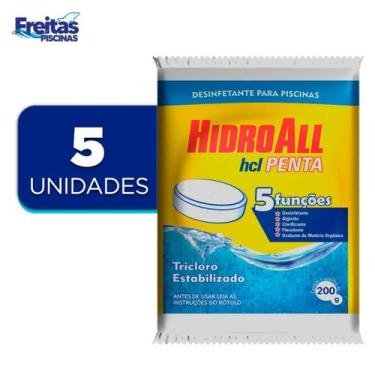 Imagem de HCL 5x Pastilhas Sanitizante 200g Para Limpeza de Piscinas - HIDROALL