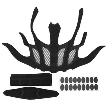 Imagem de Kit de capacete de bicicleta kit premium de esponja confortável forro com rede anti -inseto para capacetes de ciclismo de motocicletas preto 2 conjuntos