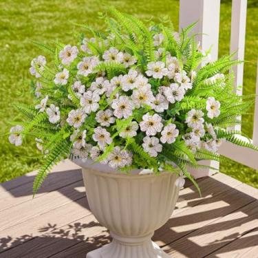 Imagem de ATTGREAT 12 pacotes de flores artificiais ao ar livre, resistentes a UV, flores falsas, eucalipto, boston, samambaia, plantas falsas, para uso ao ar livre, plástico, para decoração de vaso de