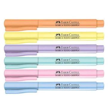 Imagem de Kit Caneta Marca Texto Pastel Grifpen 6 Cores Faber-castell