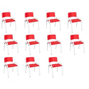 Imagem de Kit 11 Cadeira Iso Infantil Creche, Escola Base Branco Vermelho