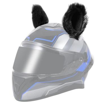 Imagem de Acessórios para Capacete de Motocicleta de Orelha de Gato, Orelhas Destacáveis ​​Fofas para Mulheres, Capacetes Universais de Bicicleta/Snowboard, Chifres Macios Macios, Engrenagem (preto)