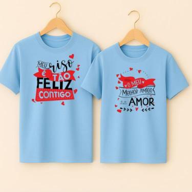 Imagem de Camiseta Algodão Casal Estampa Velha Infância Letra Música Fofa Presen