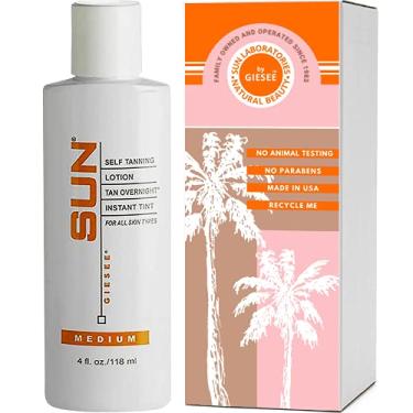 Imagem de Sun Laboratories by Giesee Loção Bronzeadora Noturna Sem Sol Tan Overnight 4 Oz - Autobronzeador Orgânico, De Longa Duração, Corpo Natural Para Bronzeado, Rosto E Bronzeador