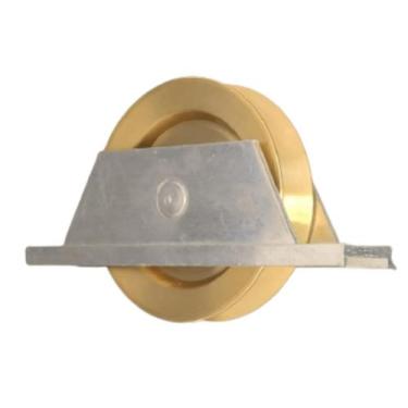 Imagem de Roldana portao 75mm latao em "v" 90 graus cavalete aluminio - VCB