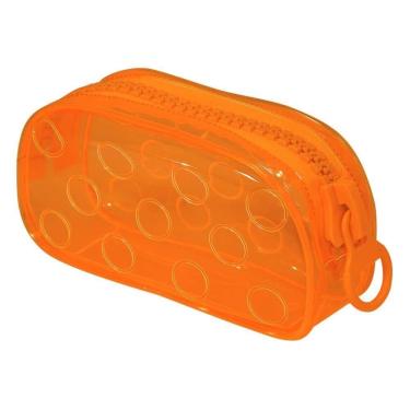 Imagem de Estojo Escolar Bubble Cristal Translúcido Laranja - DAC