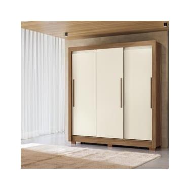 Imagem de Guarda-Roupa Casal Santos Andirá Maringa com 3 Portas de Correr, 2 Gavetas e 5 Prateleiras - 194,4cm de largura