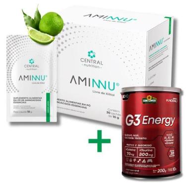 Imagem de Aminnu Sem Xilitol - 10g 30 Sachês - Central Nutrition - Sabor Limão +