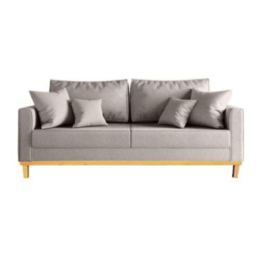 Imagem de Sofá Beny 3 Lugares 180cm Base de Madeira Linho - Topazio Decor, Preto