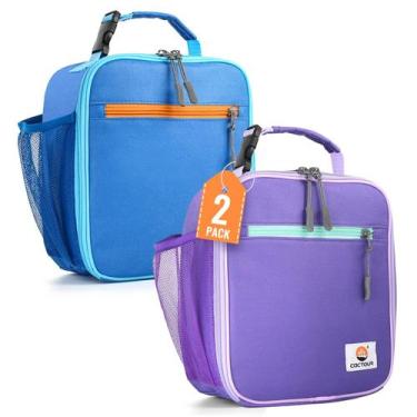 Imagem de Bolsa isolada Lunch Box CactOur Kids, 2 pacotes para escola