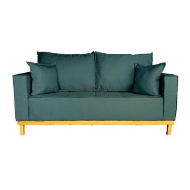 Imagem de Sofá 2 Lugares 1.40 Beny Base De Madeira Linho - Renascer, Azul