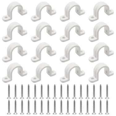 Imagem de S SYDIEN 16 peças de braçadeira de conduíte 3/8 polegadas (16 mm), braçadeiras de tubo de plástico com parafusos, correia de tubo de PVC de 2 furos para fixação de tubos de mangueira de cabo