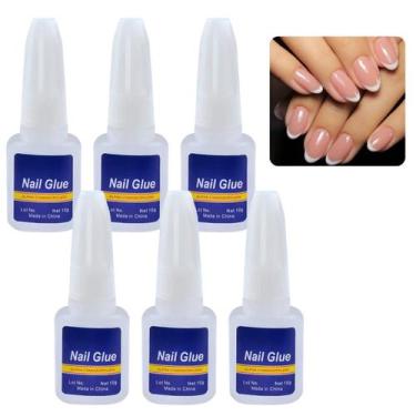 Imagem de 6 Cola De Unhas Para Tips Super Forte Com Pincel Alongamento 10g - Kit
