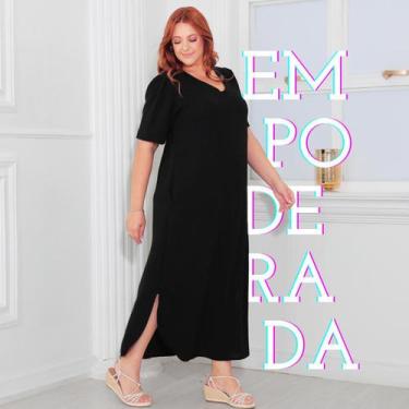 Imagem de Vestido Longo Plus Size Curvy Manga Curta Large Tendência - Lia Rosa, 