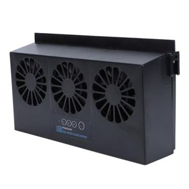 Imagem de LiebeWH Ventilador de Carro Com Energia Solar 3 Cabeças de fã de Refrigeração Eficiente para o Escritório Automotivo Em Casa (Preto)