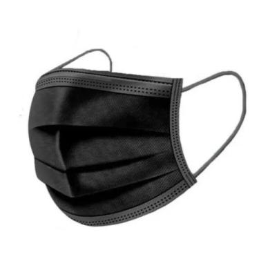 Imagem de Máscara Descartável De Proteção Facial Tripla Pacote C/ 50 Pçs PRETA -