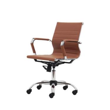 Imagem de Cadeira Escritório Stripes Diretor PU Caramelo Base Giratória Cromada 