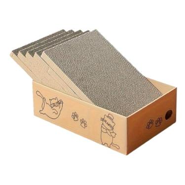 Imagem de Baoblaze Caixa arranhadora para gatos, cama para gatos com caixa de papelão dupla face recarregável, presente para animais de estimação, tapete arranhador