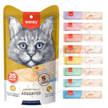Imagem de Petisco Wanpy Truly para Gatos Creamy Sabores Sortidos Pacote com 25 tubos de 14g - 350g