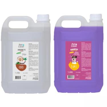 Imagem de Kit Pre Banho Limpeza Profunda Shampoo Banho e Tosa 5 Litros Hidratante Condicionador Escolha (Pré Coco / 3em1)