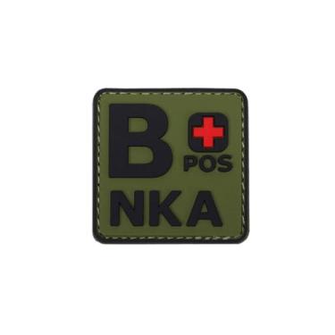 Imagem de Ruoming 1 peça de adesivos táticos de tipo sanguíneo, 5 x 5 cm, PVC 3D, fecho de gancho (verde B +)