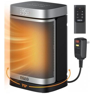 Imagem de Aquecedor Elétrico Portátil de Cerâmica com 5 Modos, Tela LED e Controle Remoto , 1500W 110V, Dreo, Preto