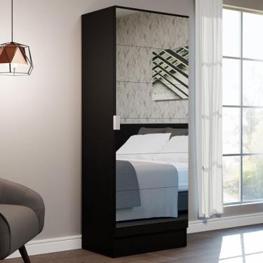 Imagem de Sapateira Armário Multiúso Madesa Isis 1 Porta com Espelhos - Preto