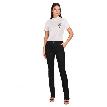 Imagem de Calça Lado Avesso Straight Sarja Preto Tam. 36-Feminino
