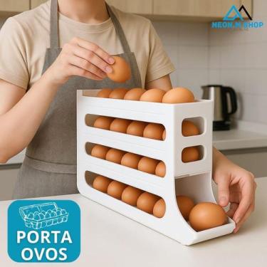 Imagem de Organizador Dispenser Porta Ovos de Geladeira Sistema Deslizante Rolan