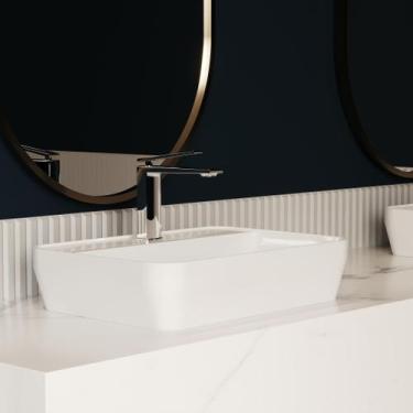 Imagem de Cuba de Apoio Retangular 50x35x11cm Catena com Mesa - Acqua Casa