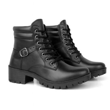 Imagem de Bota Feminina Coturno Cano Curto Inverno Salto Grosso Tratorada - Ferr