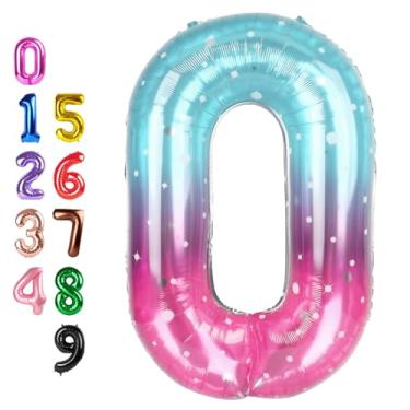 Imagem de Balloons Numbers 40 Inch, Balloons 0 Number for Baby Birthday, Balloon for Girls Boys Baby Shower, Big Baloon for 10, 20, 100, 2025 Graduation Wedding Anniversaries Party, Blue and Pink