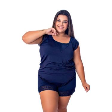 Imagem de Pijama IMI Lingerie Baby doll Short Doll Renda Conforto Luxo Plus Size Diva Azul